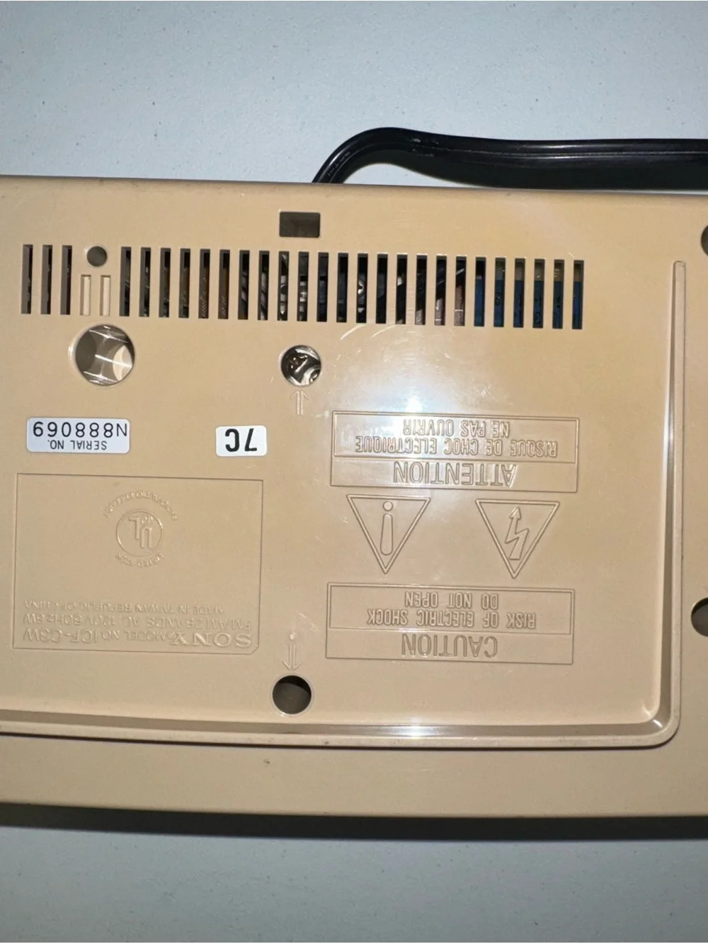 Sony Beige Digital Clock Radio with Red LED Display